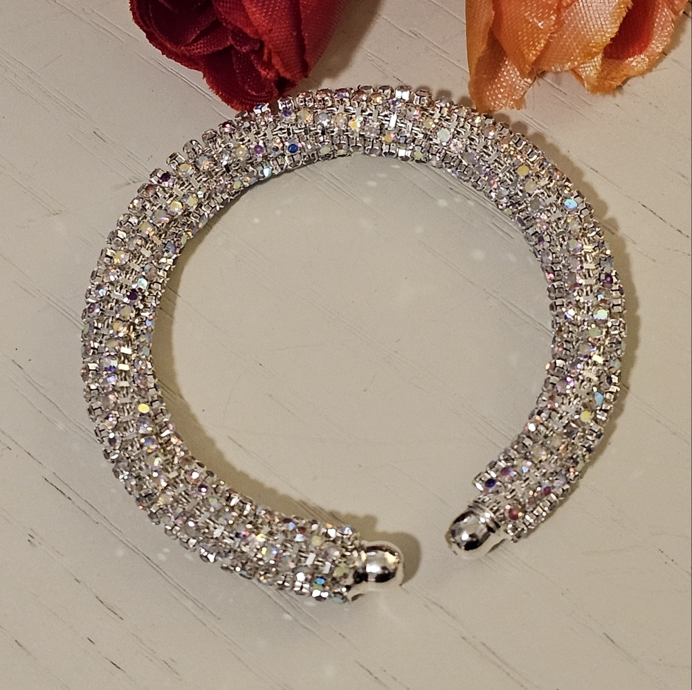Timeless Simulated Crystal Cuff Bracelet (coil)